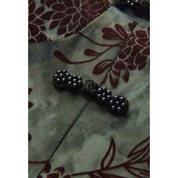 Semi-Sheer Button Detail Velvet Floral Cami Top - Picture 6 of 7